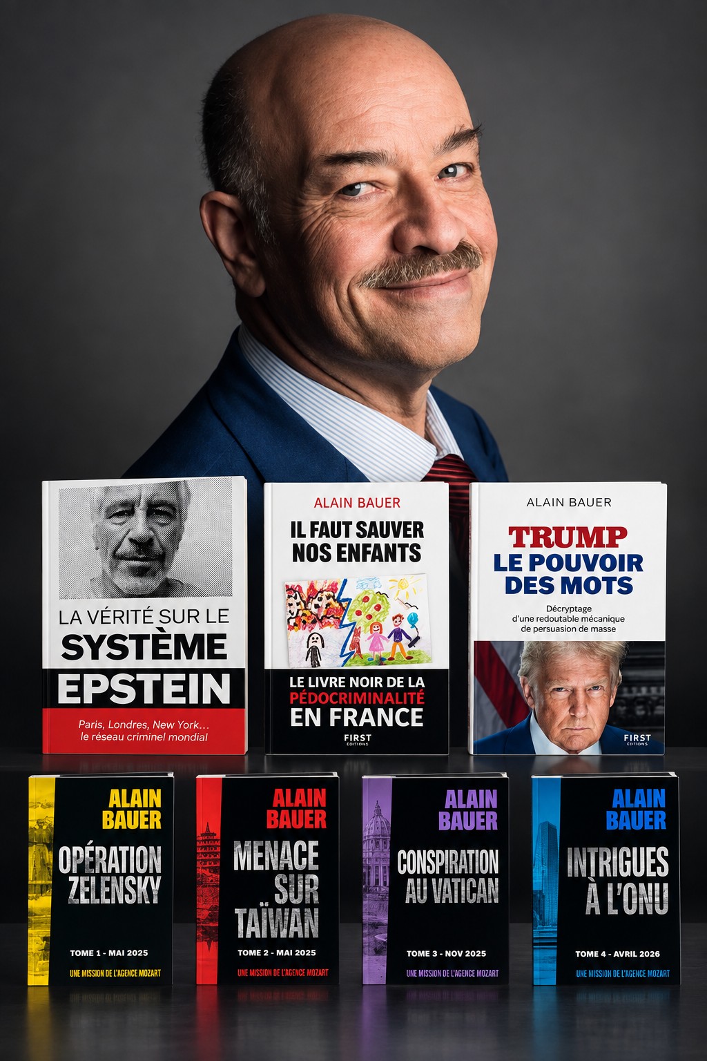 Alain Bauer with a selection of his recent books