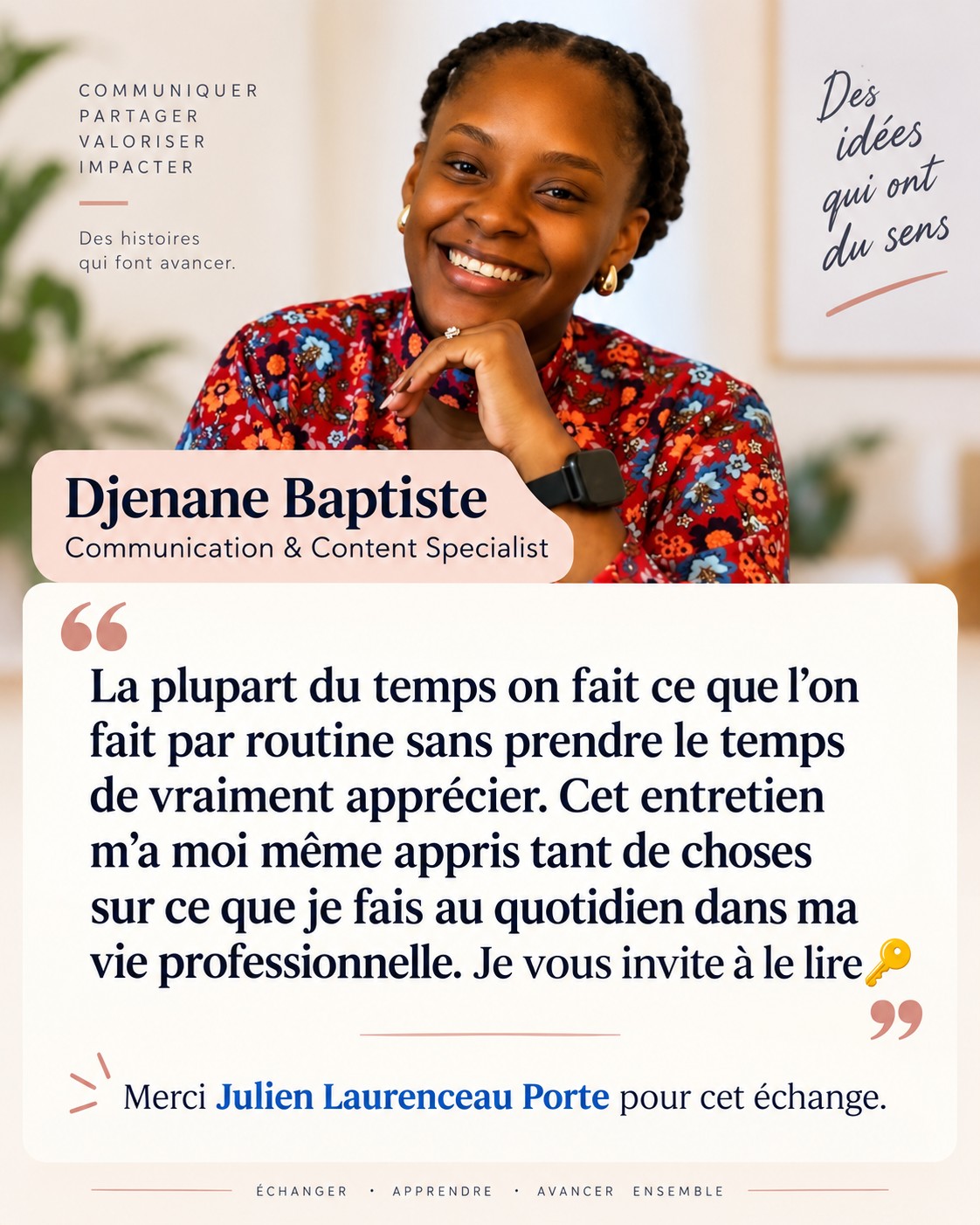 Avis de Djenane Baptiste, communication & content specialist