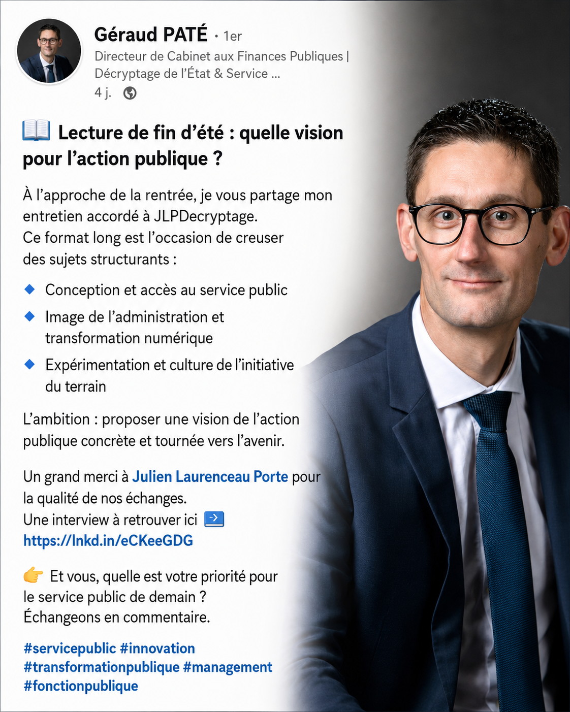 Avis de Géraud Paté, directeur de cabinet aux Finances publiques