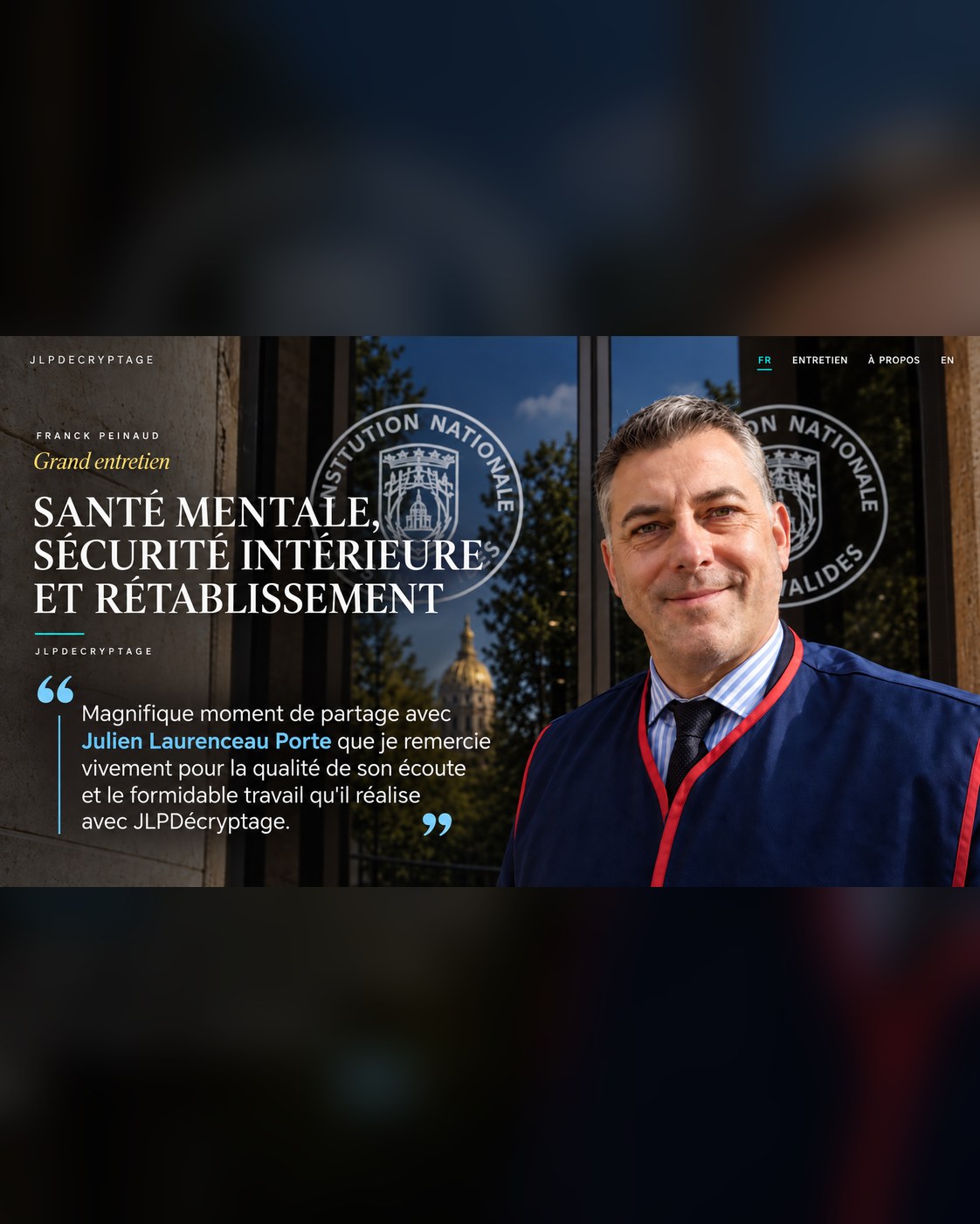 Avis de Franck Peinaud, colonel de gendarmerie, grand entretien Santé mentale, sécurité intérieure et rétablissement