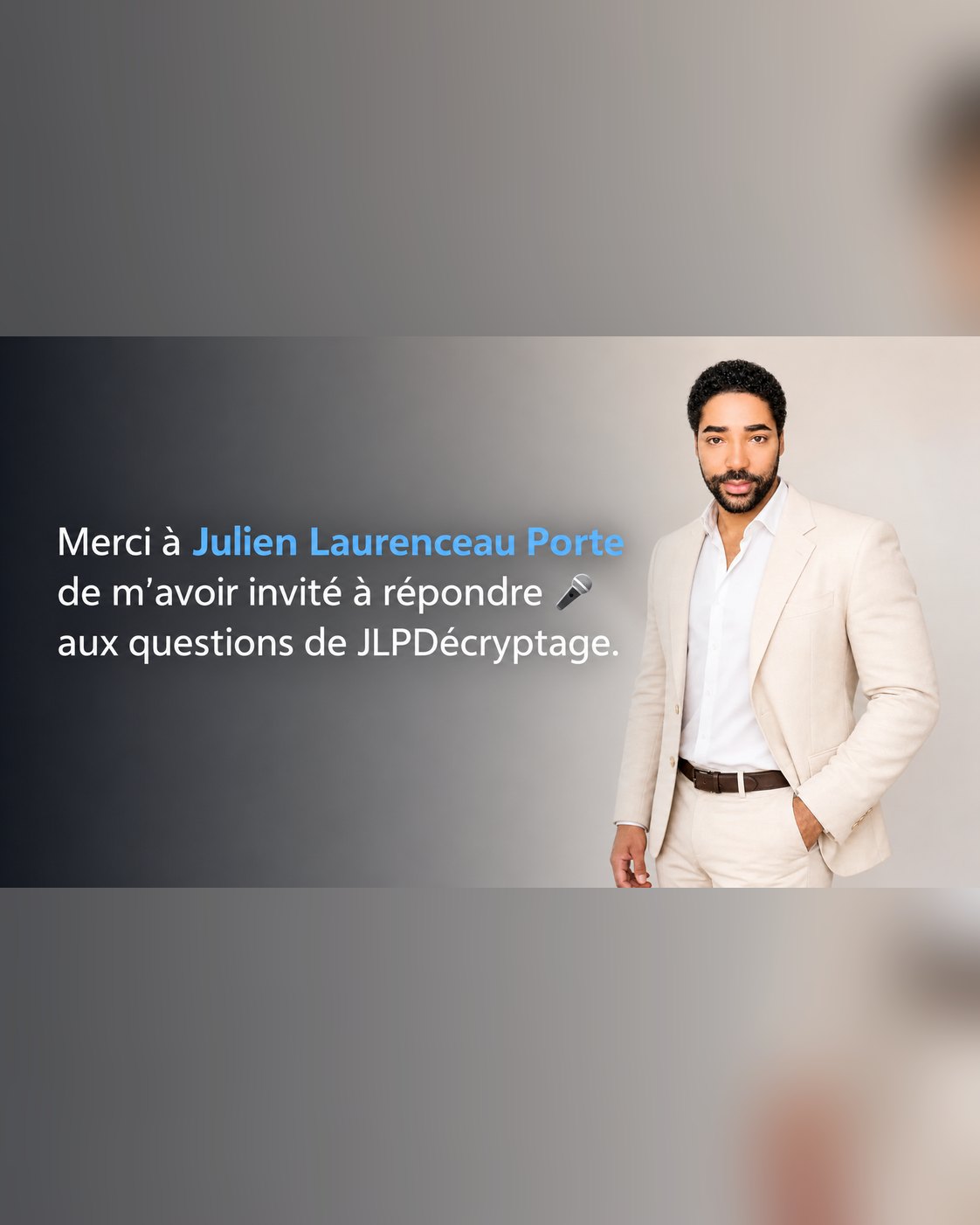 Avis de Pierre-Antoine Tsady, fondateur d’Ecostylia : « Merci à Julien Laurenceau Porte de m’avoir invité à répondre aux questions de JLPDécryptage »