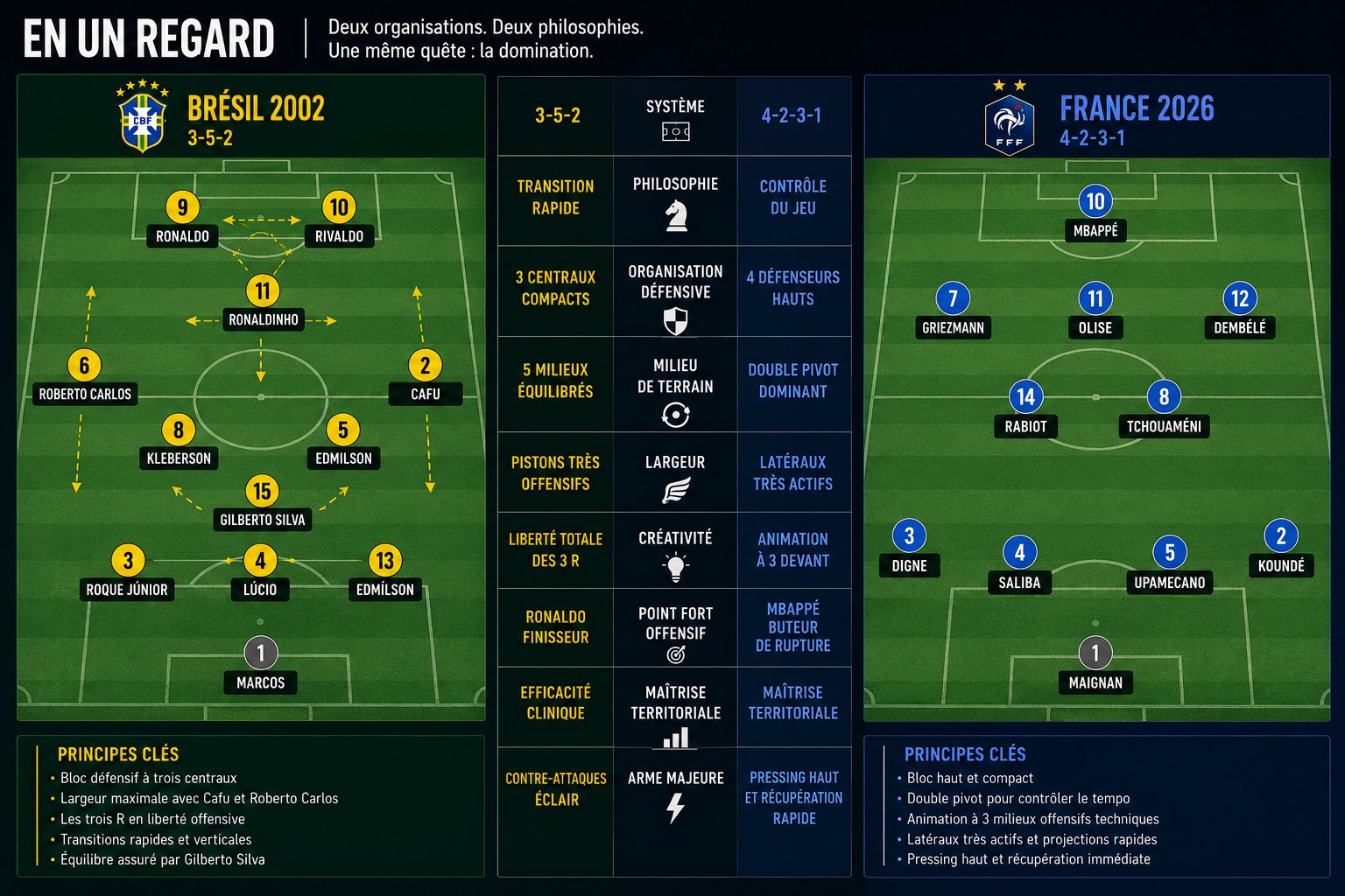 France 2026 et Brésil 2002, deux manières de dominer une Coupe du monde
