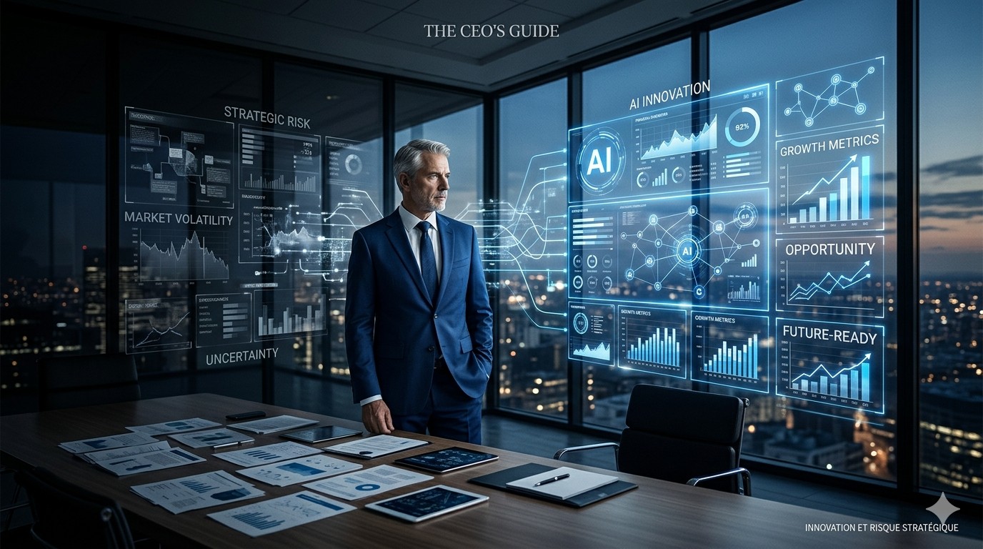 Dirigeant face aux tableaux de bord de l'intelligence artificielle