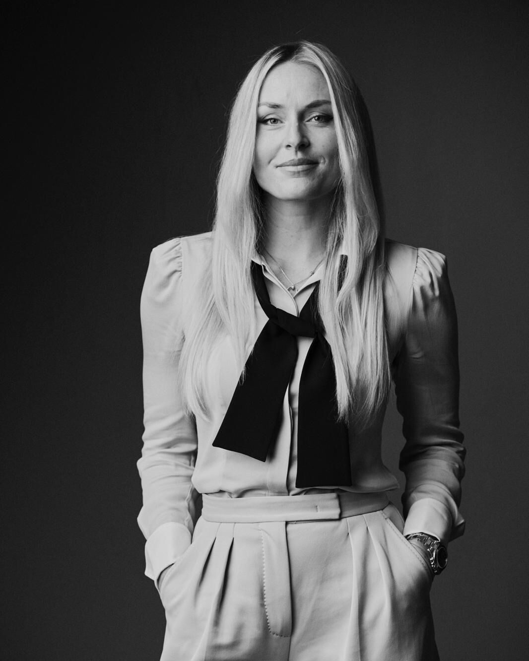 Portrait en noir et blanc de Lindsey Vonn