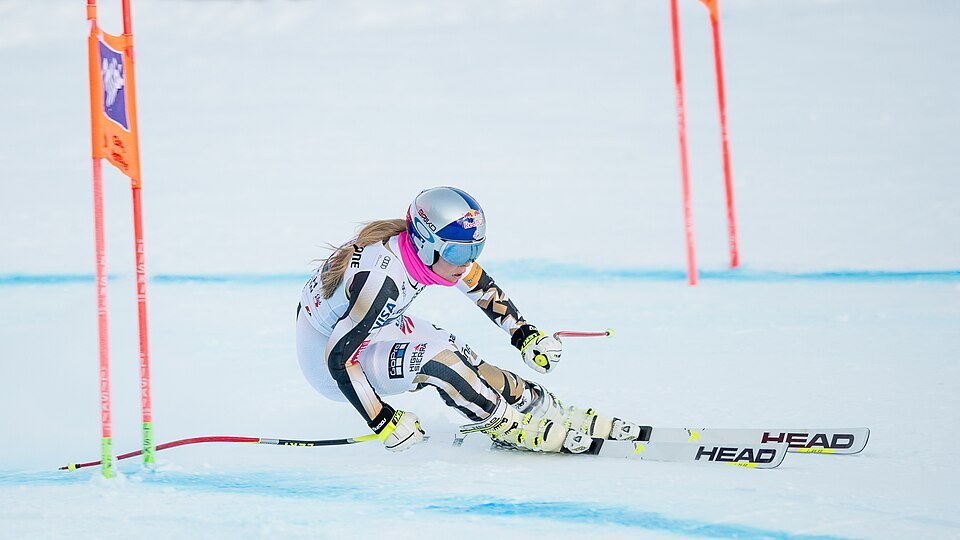 Lindsey Vonn en descente à Garmisch-Partenkirchen, 2017.