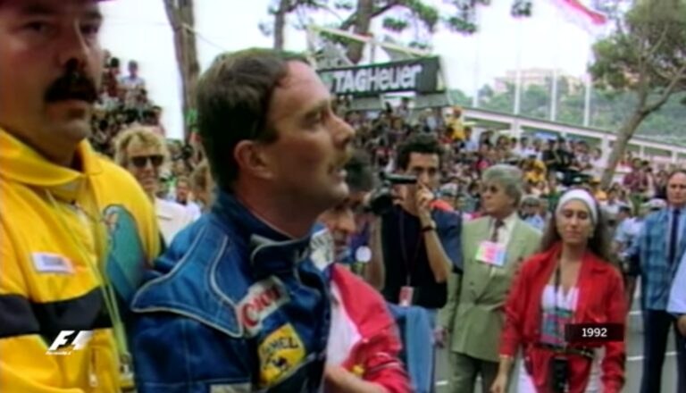 Nigel Mansell après l'arrivée du Grand Prix de Monaco 1992