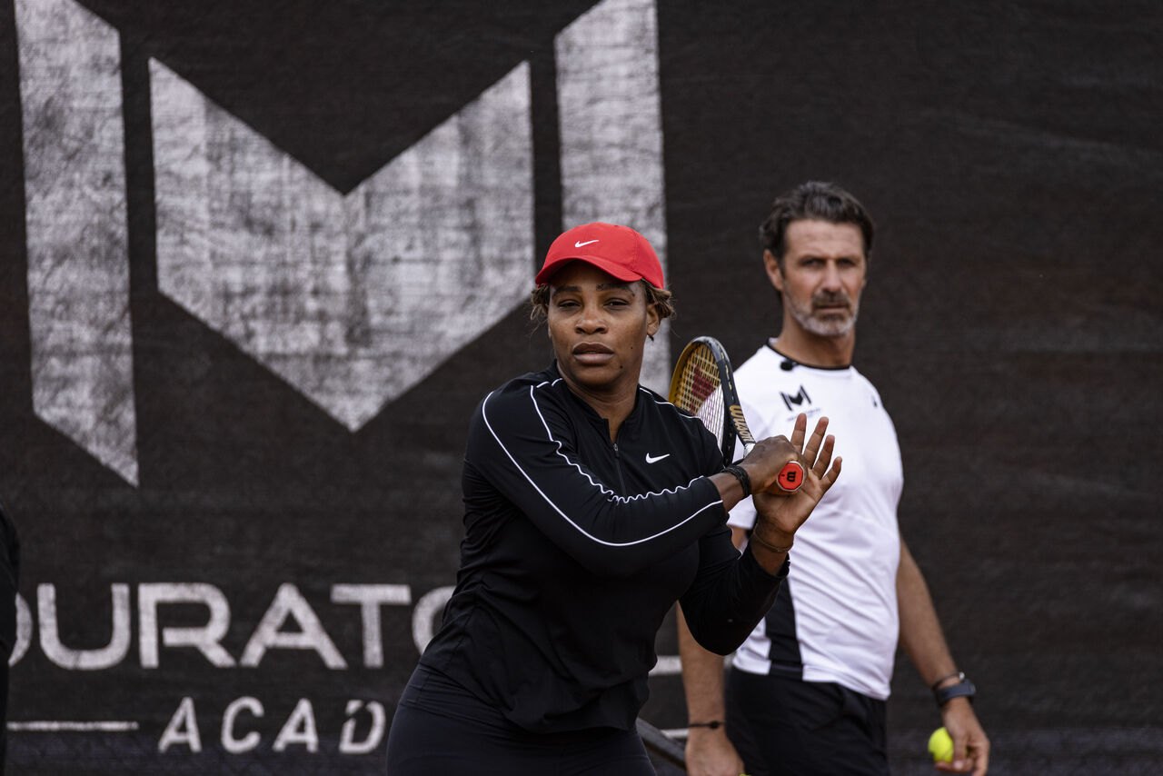 Serena Williams et Patrick Mouratoglou à l'académie