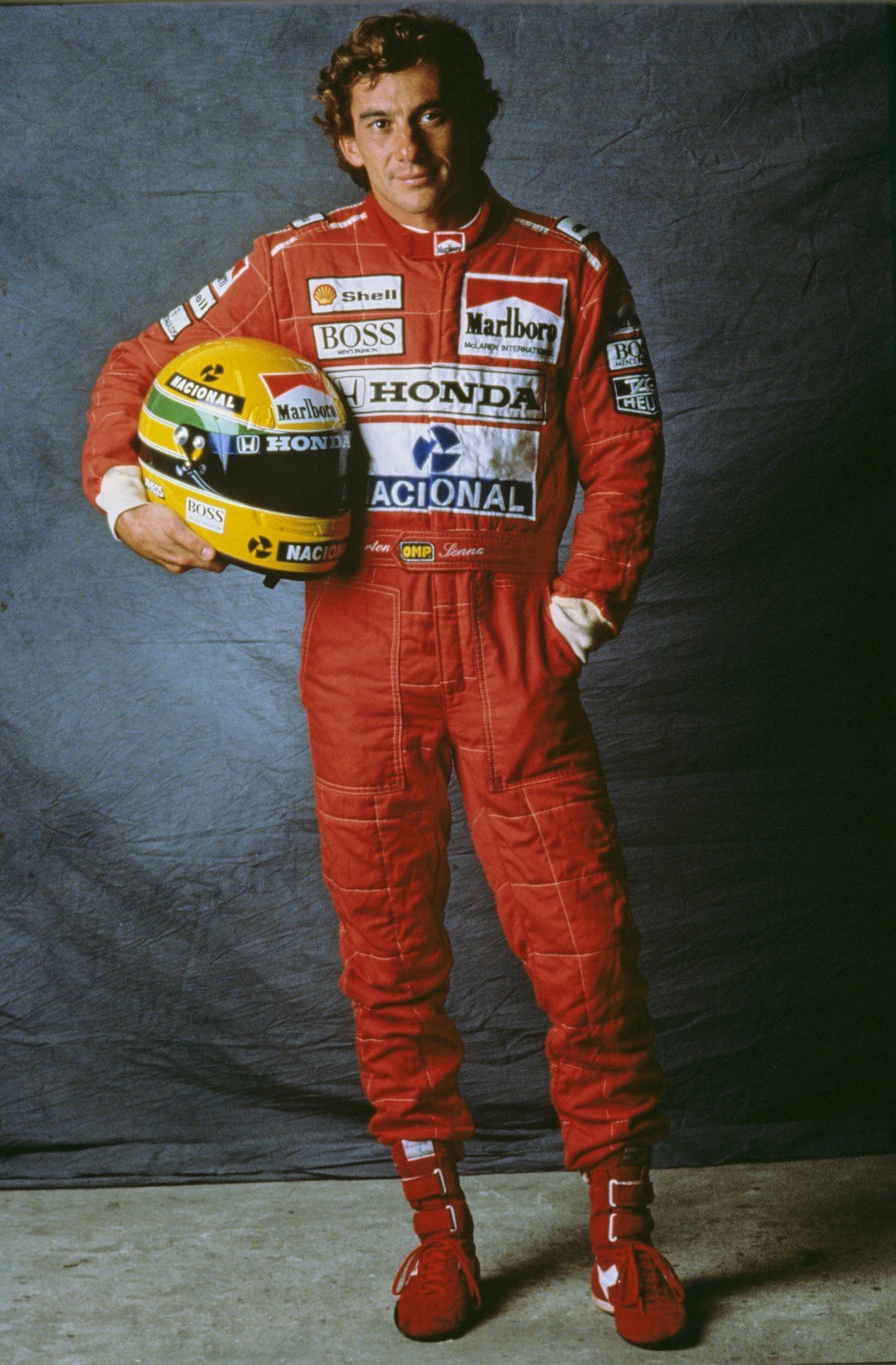Ayrton Senna in racing overalls