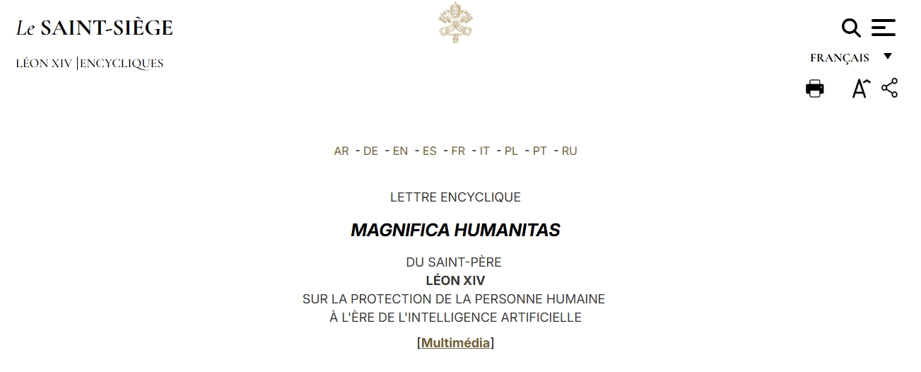Capture du document officiel du Saint-Siège