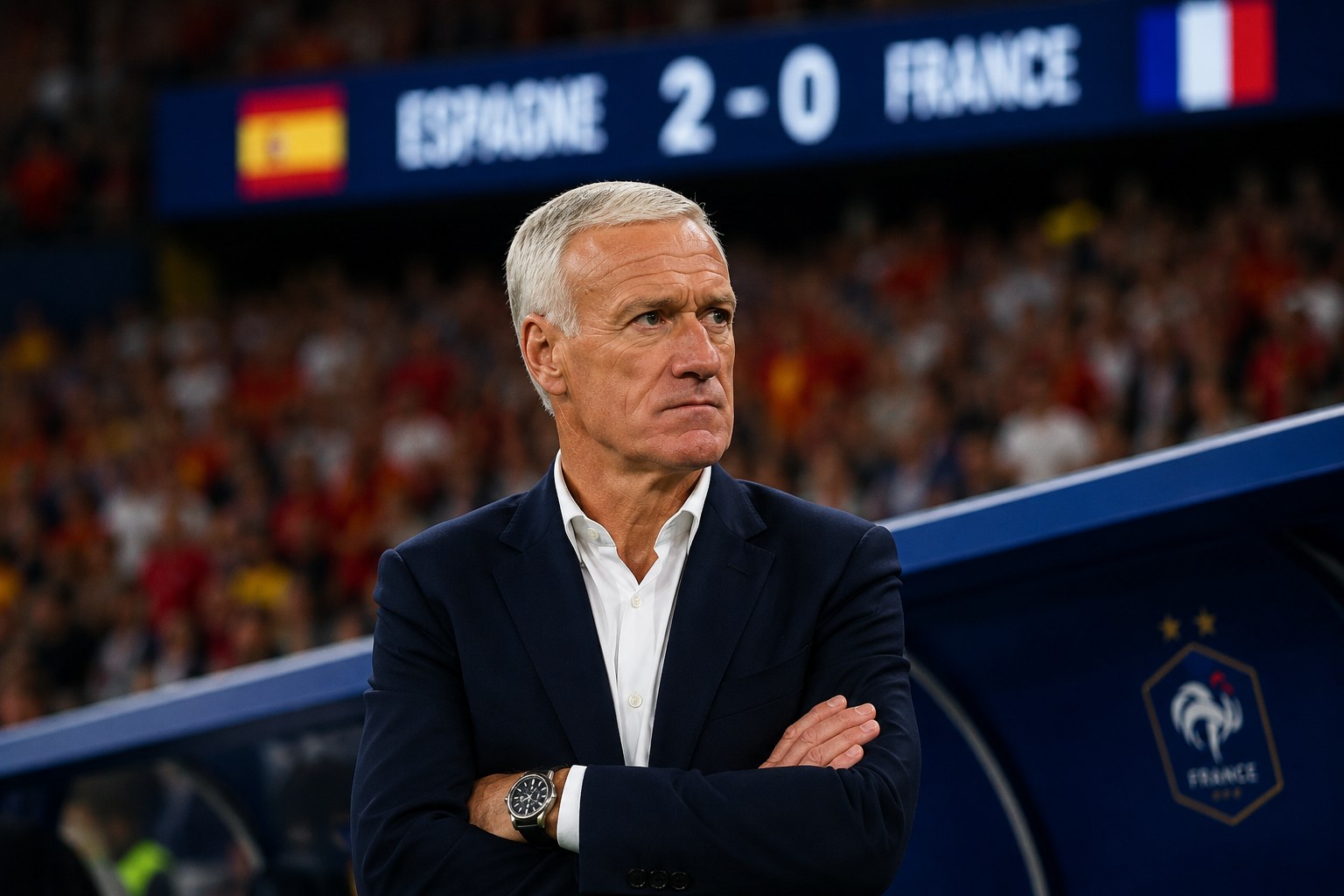 Didier Deschamps après l'élimination face à l'Espagne